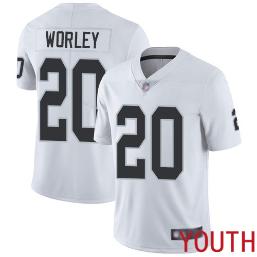 Oakland Raiders Limited White Youth Daryl Worley Road Jersey NFL Football #20 Vapor Untouchable Jersey->youth nfl jersey->Youth Jersey